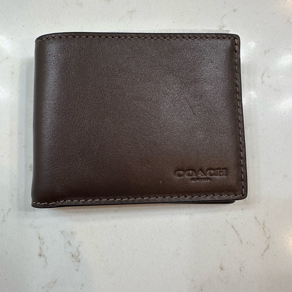 Coach Men's Dark Brown Leather slim billfold